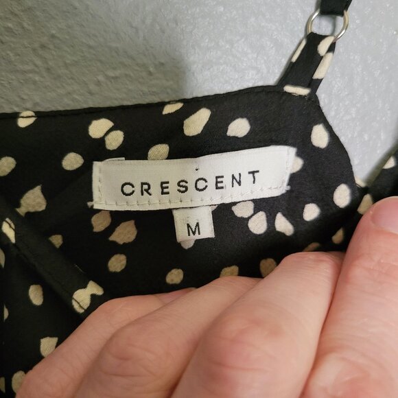 Crescent Women's Medium V-Neck Sleeveless Midi Slip Dress  Black Tan - Picture 4 of 8